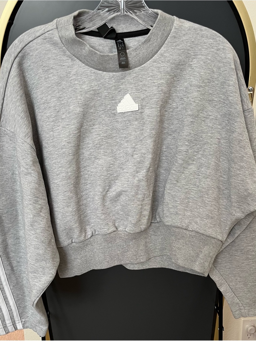 adidas Light Gray Cropped Crewneck Sweatshirt